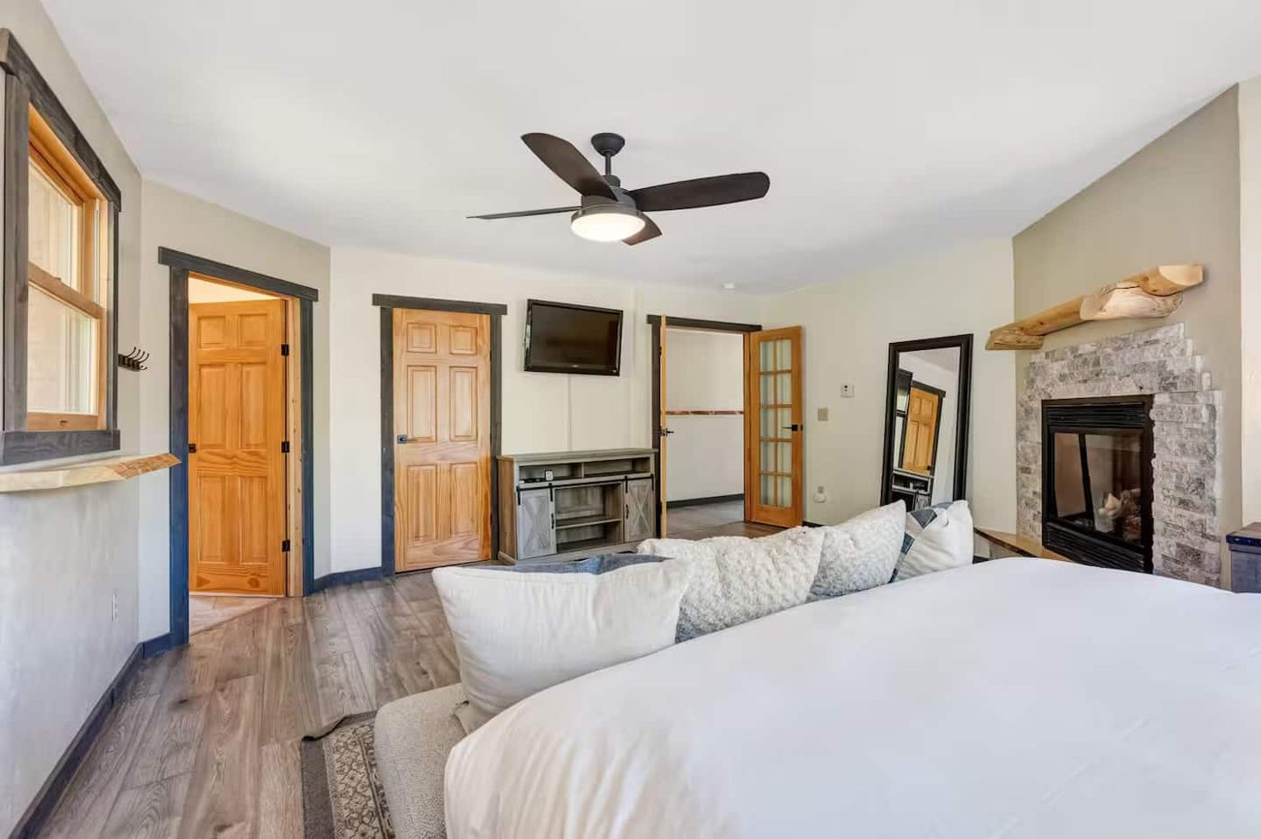 Primary bedroom with gas fireplace