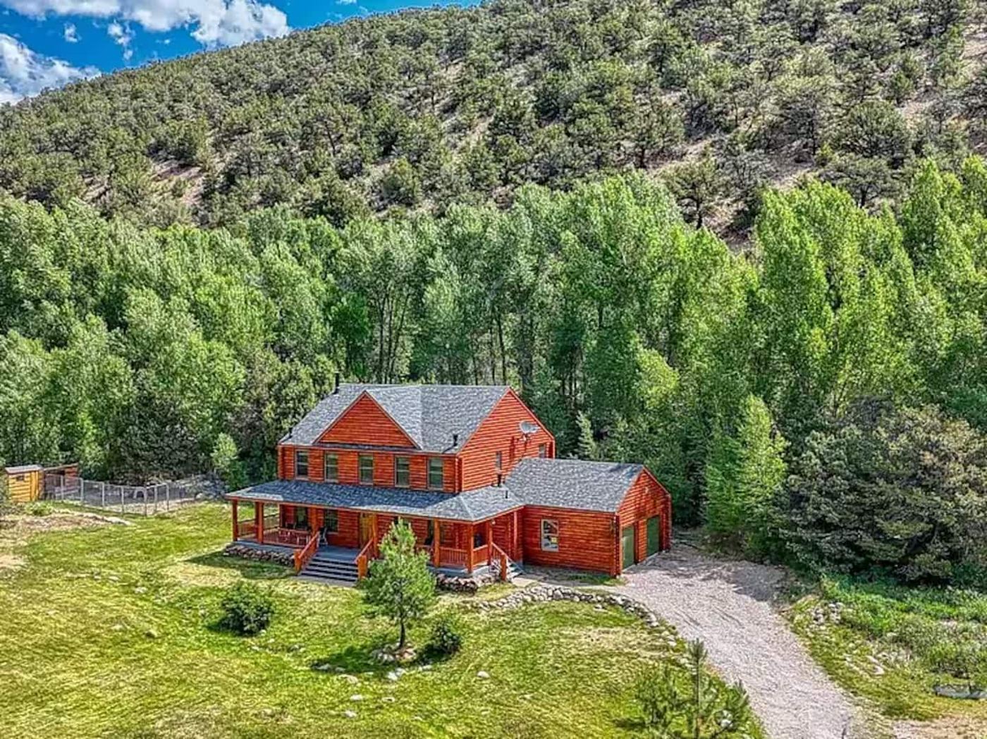 The house in green summer meadow