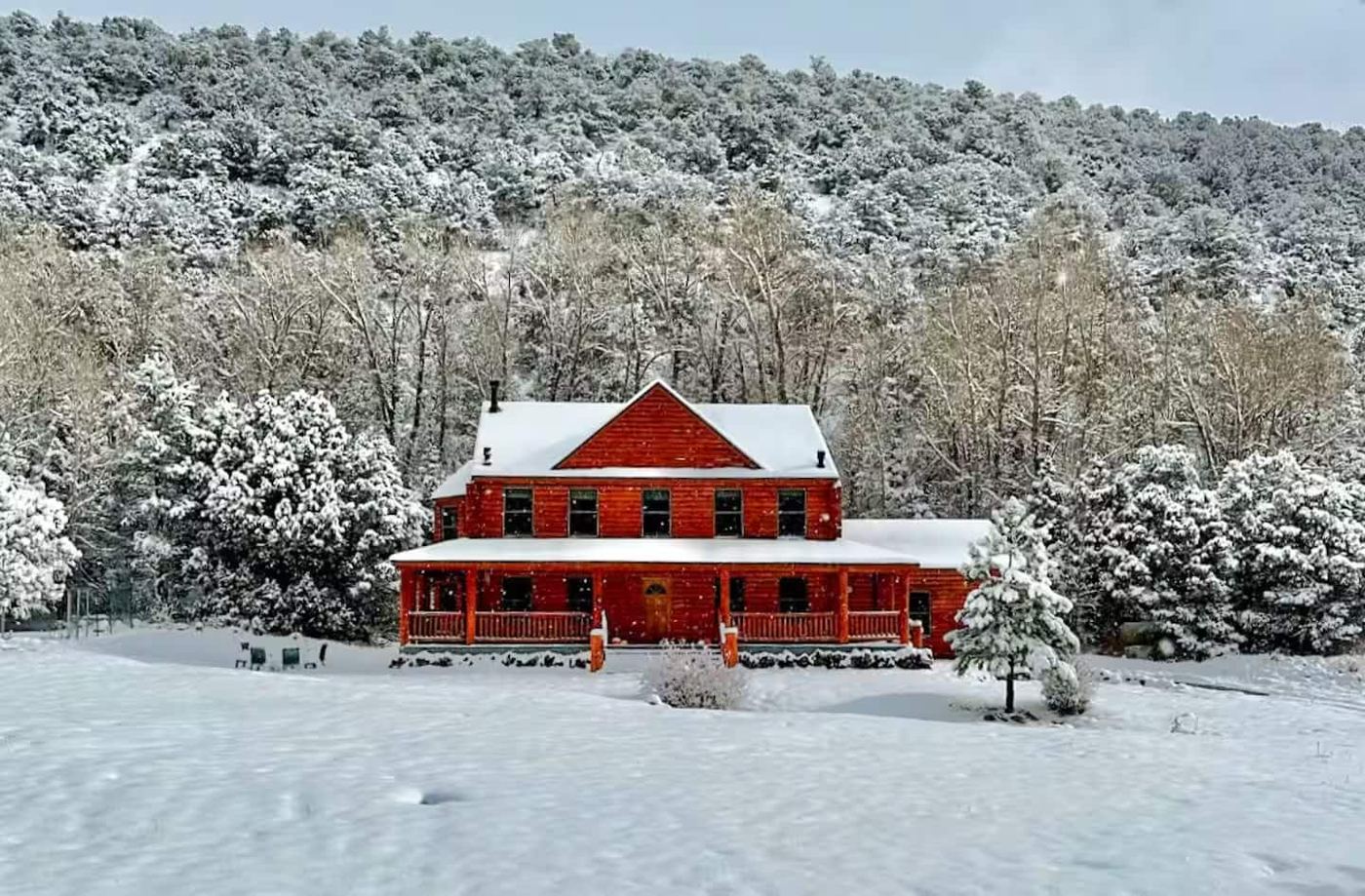 The house covered in snow